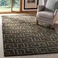 Handmade Puzzles Brown/ Blue New Zealand Wool Rug (9'6 x 13'6)