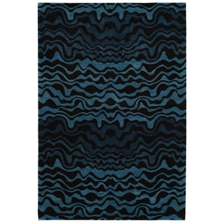 Today Sale Handmade Tribal Blue New Zealand Wool Rug (9'6 x 13'6)