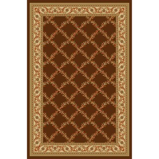 Printed Ottohome Trellis Brown Runner Rug (3'3 x 4'6)