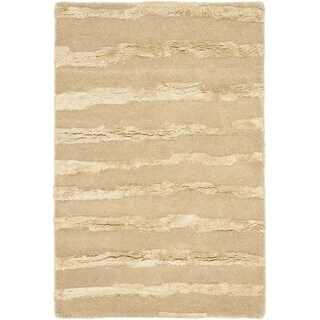 Buy Online Handmade Soho Stripes Beige/ Gold New Zealand Wool Rug (9' x 12')