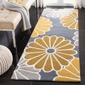 Handmade Daisies Grey New Zealand Wool Rug