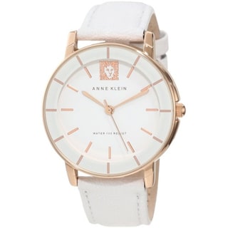 Anne Klein Women's AK-1058RGWT White Leather Quartz Watch 