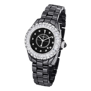 Stuhrling Original Women's Glamour II Quartz Swarovski Crystal Ceramic Bracelet Watch