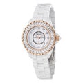 Stuhrling Original Women's Glamour II Quartz Crystal White-Ceramic-Link Bracelet Watch