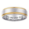 Two-tone Titanium Men's Diamond Accent 'My one true love' Engraved Ring