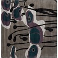 Handmade Elegance Grey/ Blue New Zealand Wool Rug (6' Square)
