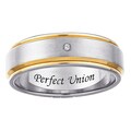 Two-tone Titanium Men's Diamond Accent 'Perfect Union' Engraved Ring