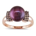 Miadora 14k Rose Gold Pearl and 1/5ct TDW Brown Diamond Ring (9-10 mm)