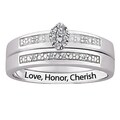 Silver Diamond 2-Piece Engraved 'Love, Honor, Cherish' Bridal Set (J-K, I3)