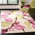 Handmade Soho Floral Ivory New Zealand Wool Rug