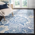 Handmade Floral Paisley Blue New Zealand Wool Rug