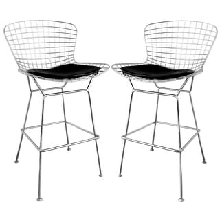 Compare Price Baxton Studio 'Tomkin' Mesh Bar Stools with Leatherette Seat Pad (Set of 2)