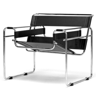 (^.^)/  Baxton Studio 'Marcel' Black Leather Accent Chair