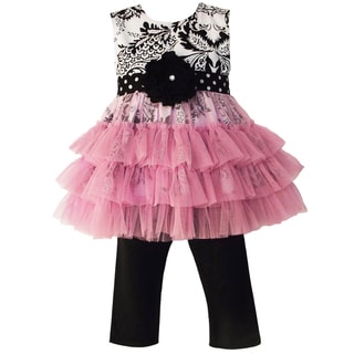 AnnLoren Girls Damask Dots & Tulle Outfit