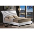 Jazmin Tufted White Modern Bed with Upholstered Headboard