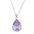 City Style Silvertone Pear-cut Amethyst Solitaire Necklace