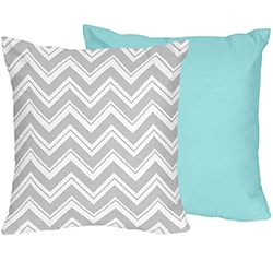 Cheap Sweet JoJo Designs Turquoise and Grey Zig Zag Decorative Accent Throw Pillow