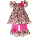 AnnLoren Girls Smocked Paisley & Polka Dot Outfit