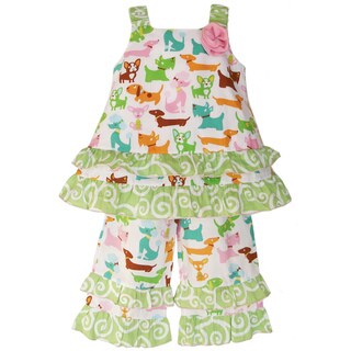 AnnLoren Girls Puppy Dog printed Tank Outfit