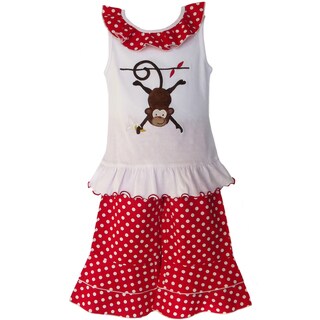 AnnLoren Girls Monkey & Polka Dots Outfit