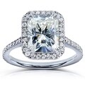14k Gold Radiant-cut Moissanite and 1/4ct TDW Diamond Engagement Ring (G-H, I1-I2)