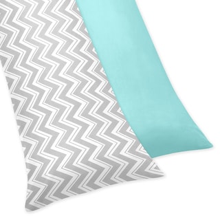 Low Price Sweet Jojo Designs Turquoise/ Grey Chevron Print Reversible Pillowcase