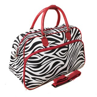 World Traveler Zebra / Red Trim 20-inch Carry-on Fashion Shoulder Tote Bag