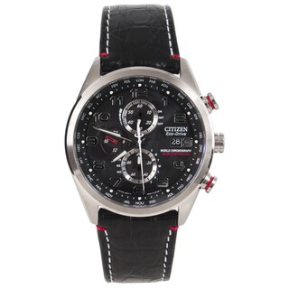 Citizen Men's Eco-drive 'World Chronograph A-T' Crocodile Strap Watch