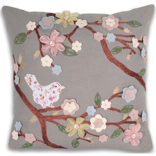 Blaire 16 x 16-inch Embroidered Bird Pillow