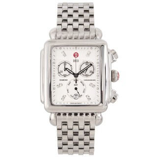 Michele Women's Steel 'Deco XL' Diamond Watch