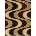 Hand Carved Moderno Contemporary Waves Burgundy Area Rug (5'3 x 7'3)