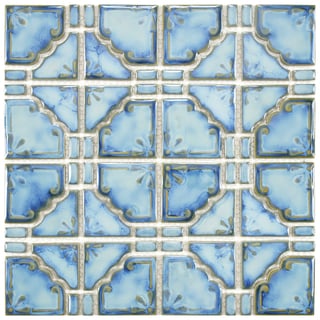 Low Price SomerTile 11.75x11.75-in Luna Diva Blue Porcelain Mosaic Tile (Pack of 10)