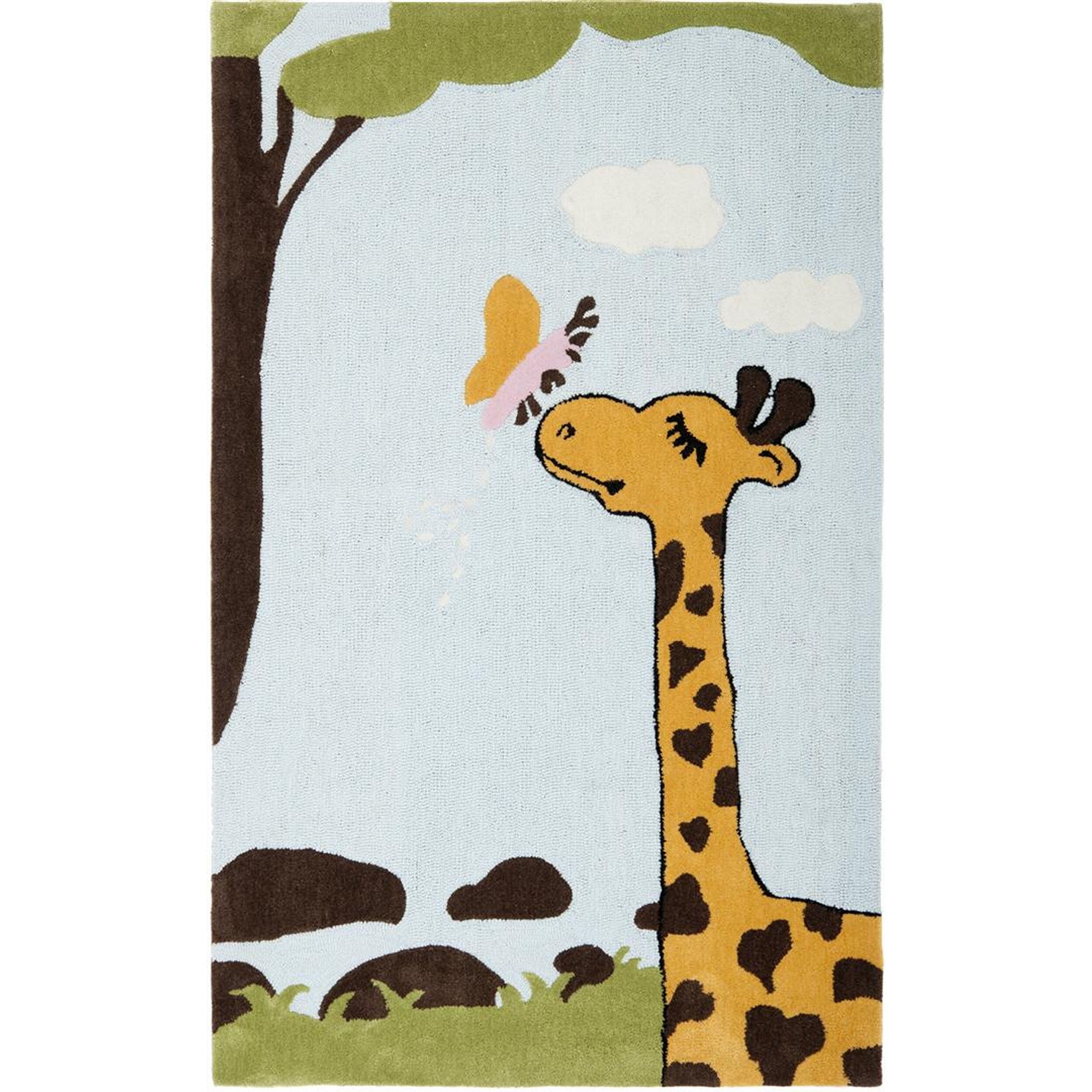 Safavieh Handmade Children's Giraffe and Butterfly New Zealand Wool Rug