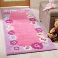 Handmade Children's Alphabets Pink New Zealand Wool Rug