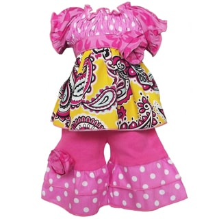 AnnLoren 2 piece Smocked Paisley and Polka Dot Outfit fits American Girl Doll