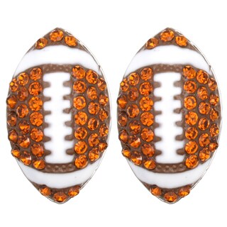Kate Marie Silvertone Cubic Zirconia Football Stud Earrings
