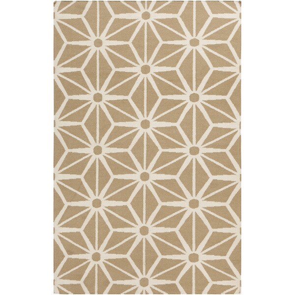 Handwoven Baarle Toast Wool Rug (8' x 11')