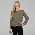 Amelia Women's Black and Cream Cyclone Print Jacquard Jacket