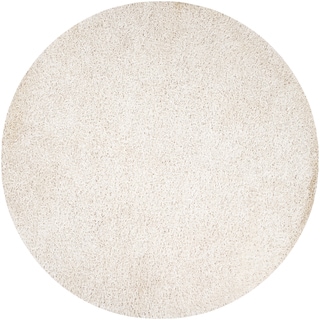Handwoven Inzegan White Polyester Rug (10' Round)