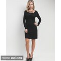 Stanzino Women's Solid Long Sleeve Ruched-front Dress