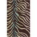 Hand-tufted Brown/Blue Zebra Animal Print Dakla Rug (9' x 13')