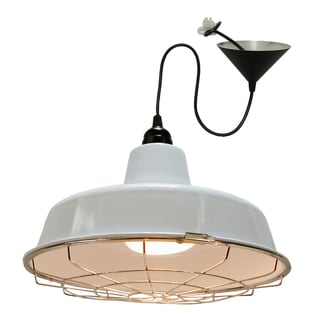 HomeSelects White LED Pendant Light with Removeable Wire Guard