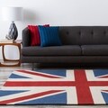Hand-tufted Afligem Brick Red Union Jack Rug (9' x 13')