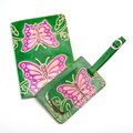 Butterfly Leather Luggage Tag & Passport Holder Travel Set (India)