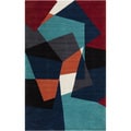 Hand-tufted Antoing Navy Geometric Rug (5' x 8')