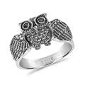 Awake Owl Spread Wings Silver Ring (Thailand)