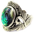 Beautiful Couple Swan Oval Abalone .925 Silver Ring (Thailand)