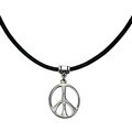 Jewelry by Dawn Silvertone Peace Sign Greek Leather Necklace