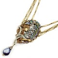 Sweet Romance Goldtone Peacock Feather Nouveau Necklace