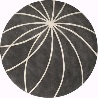 (>_<)  Hand-tufted Beaumont Iron Ore Floral Wool Rug (9'9 Round)